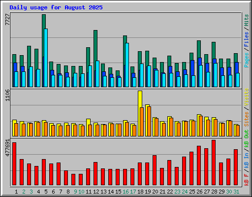 Daily usage for August 2025