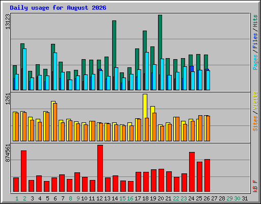 Daily usage for August 2026