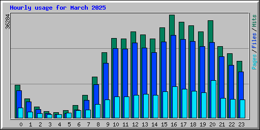 Hourly usage for March 2025
