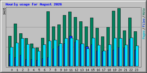 Hourly usage for August 2026